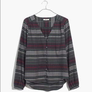 Madewell V-Neck Button Down Shirt Pineview Plaid